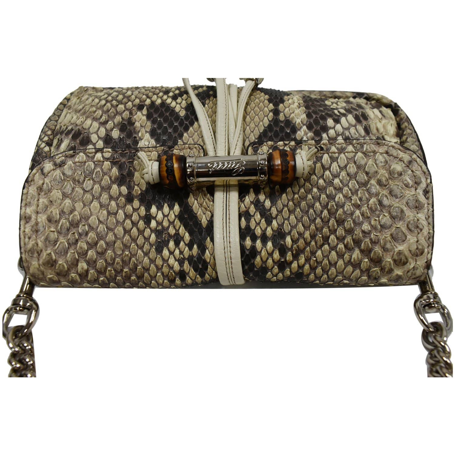 Gucci by Tom Ford Swarovski snake handbag Silvery Leather ref