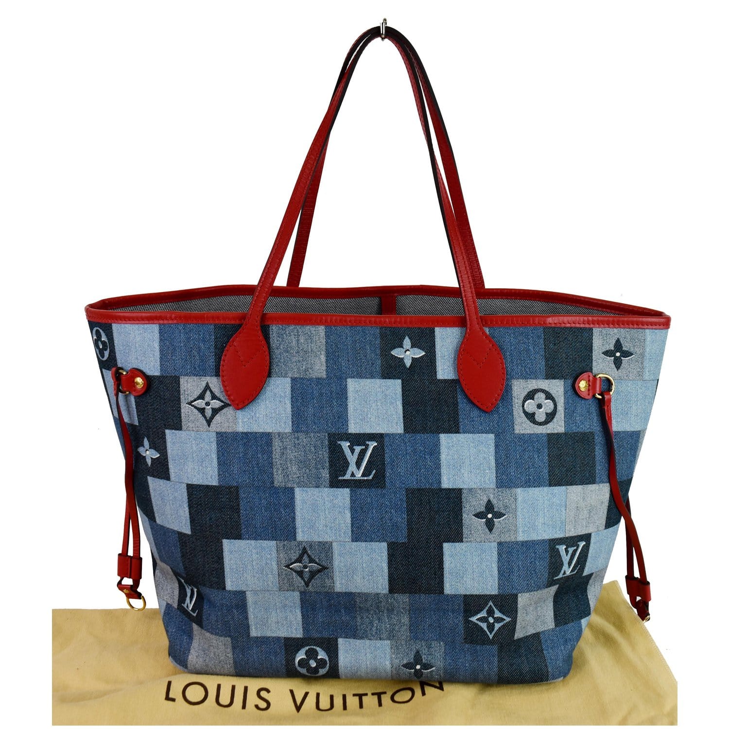 Louis Vuitton Blue Logo Monogram Denim Contrast Collar Detail