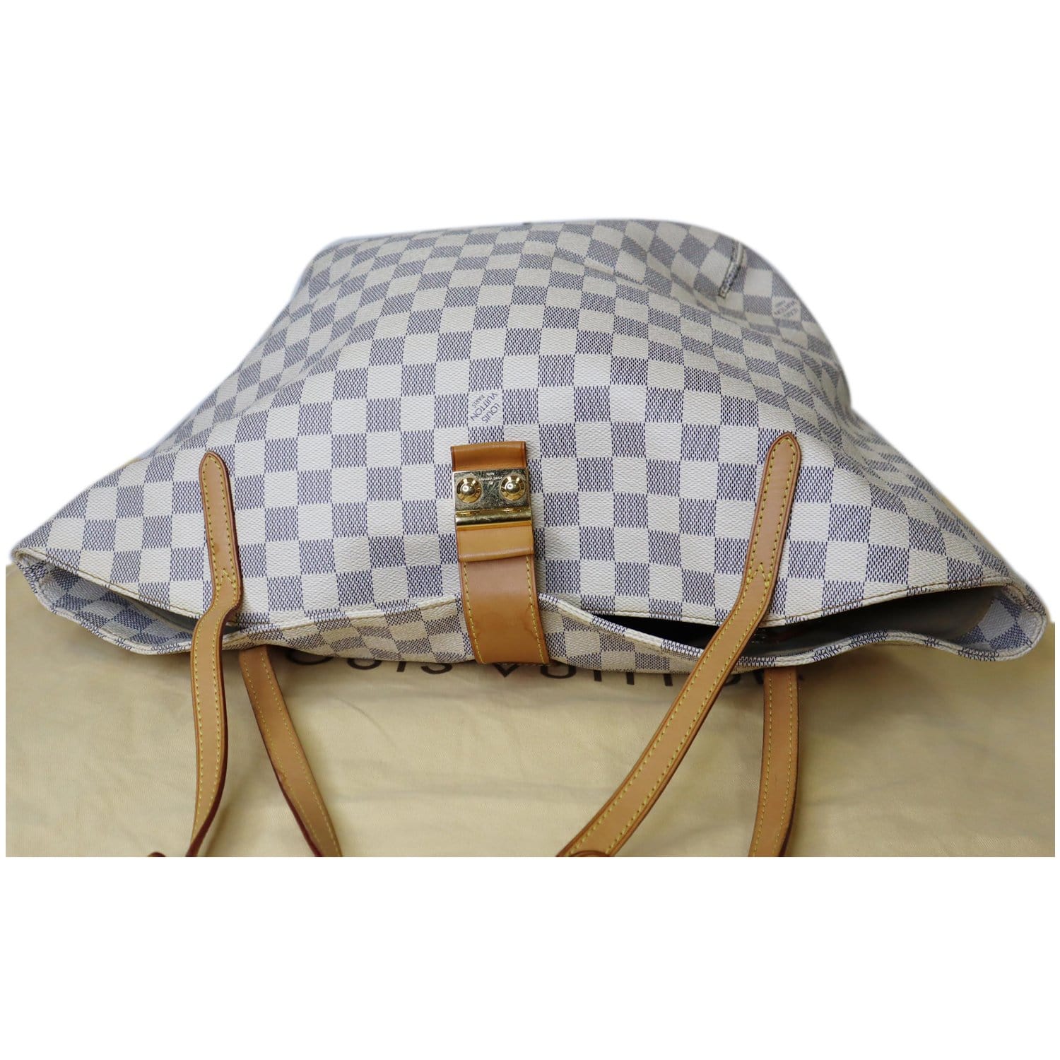 LOUIS VUITTON Saleya PM Shoulder Bag Damier Azur Leather White N51186  79JF577