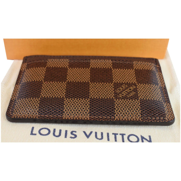 Louis Vuitton Damier Ebene Card Holder Brown For Women - top above side