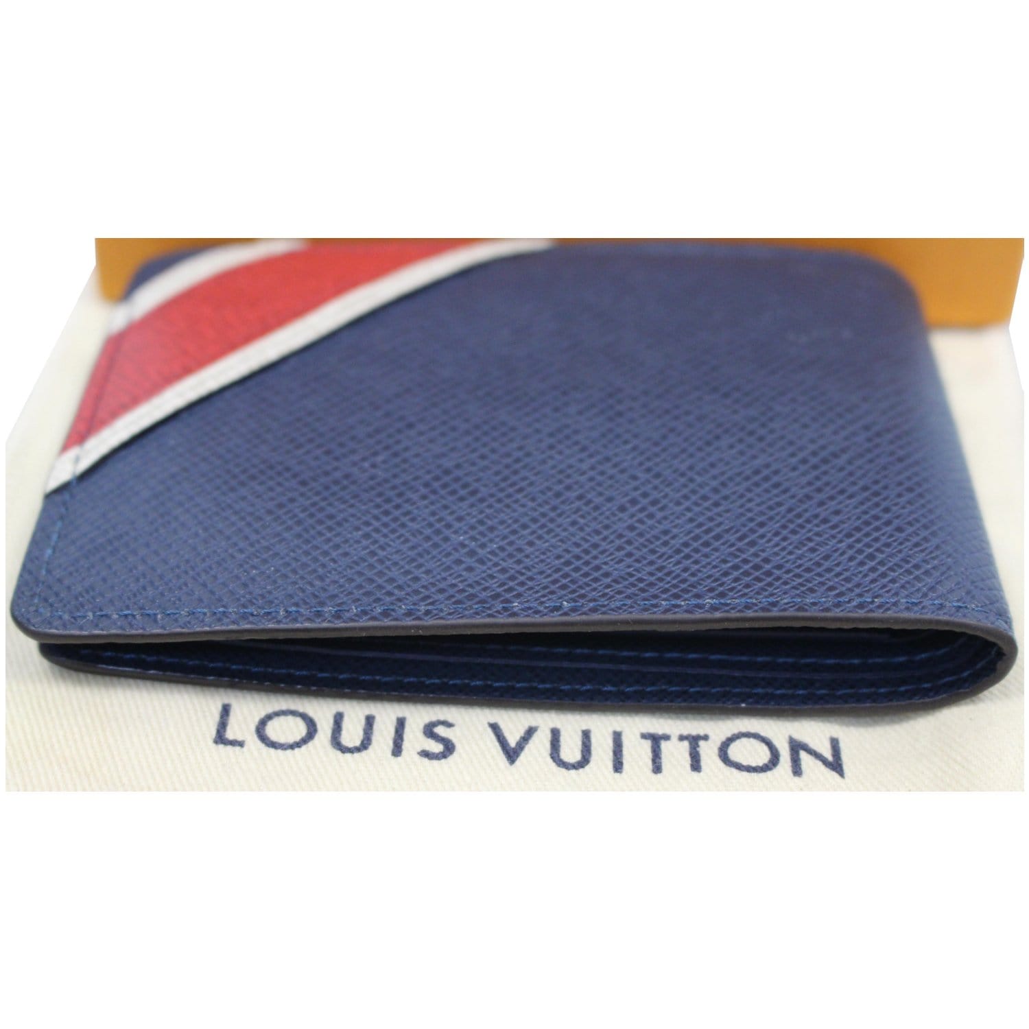 Louis Vuitton Multiple Wallet Blue Minuit Red Erable Taiga