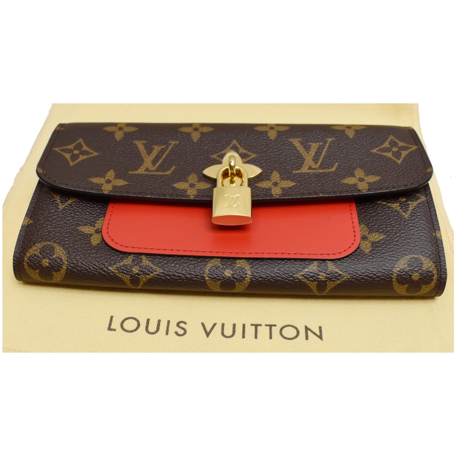 Louis Vuitton LV Monogram Coated Canvas Flower Lock Wallet