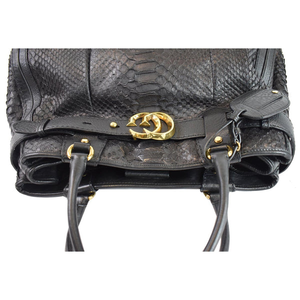 GUCCI Large GG Running Python Tote Bag Black 247179