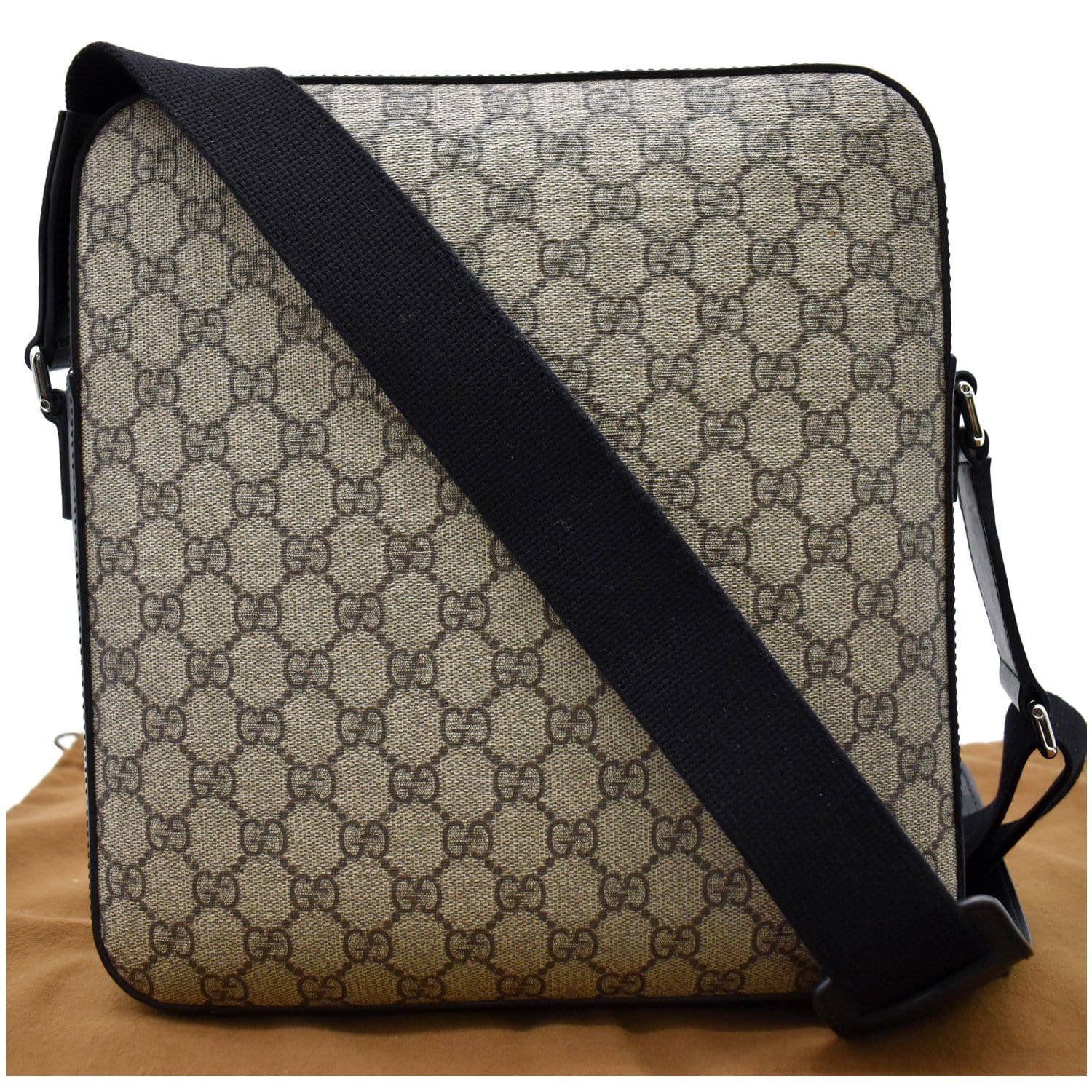 Gucci BROWN 'GG Supreme' canvas laptop case 473884