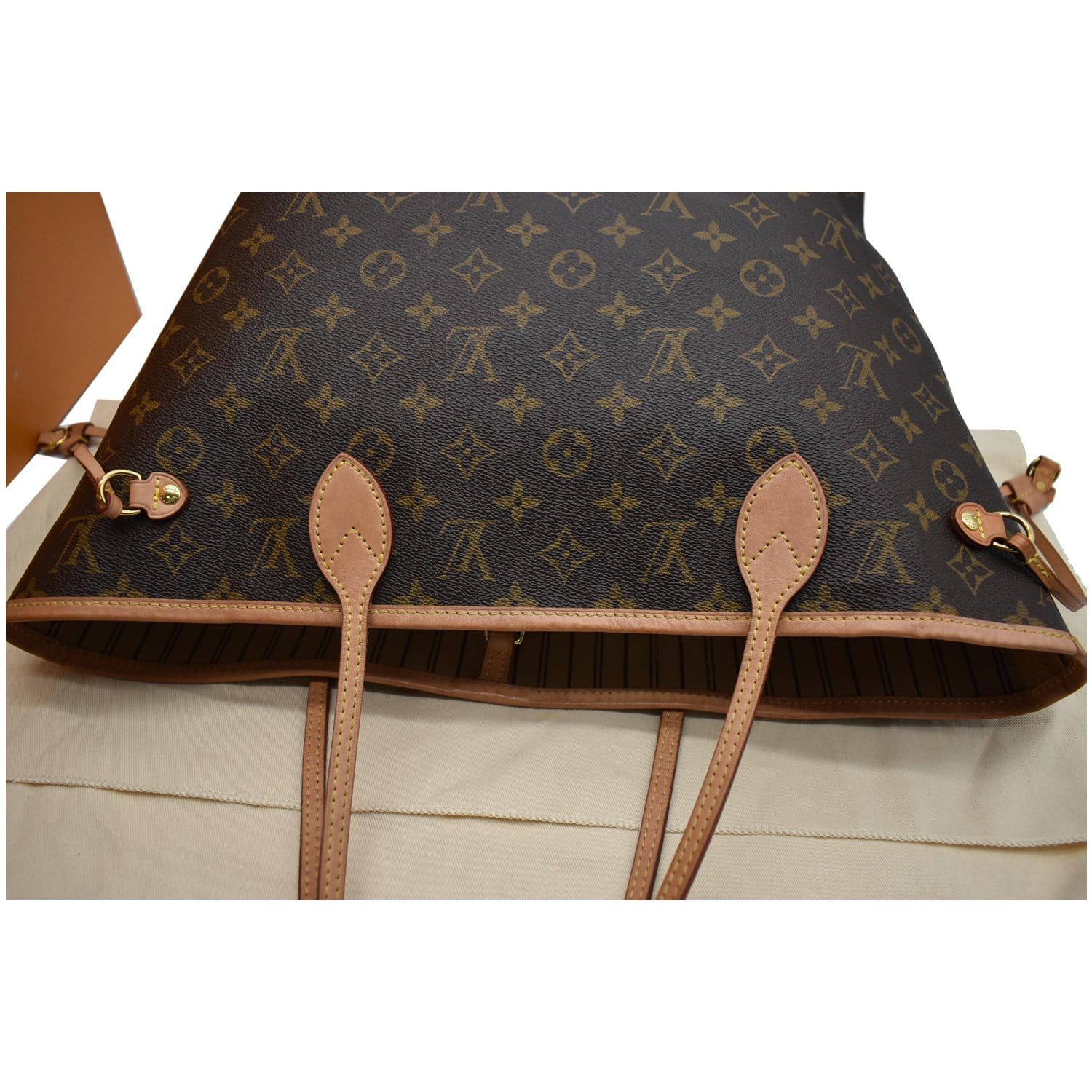 LOUIS VUITTON Monogram Neverfull MM Tote Bag Brown Turquoise M41601 90192196