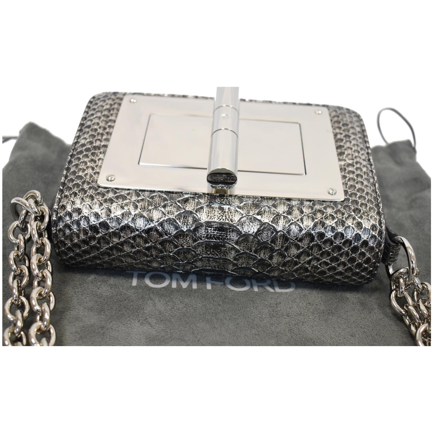 Tom Ford Natalia Medium Python Leather Bag With Turn-lock in White