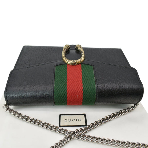 GUCCI Dionysus Mini Web Leather Chain Wallet Black 481377