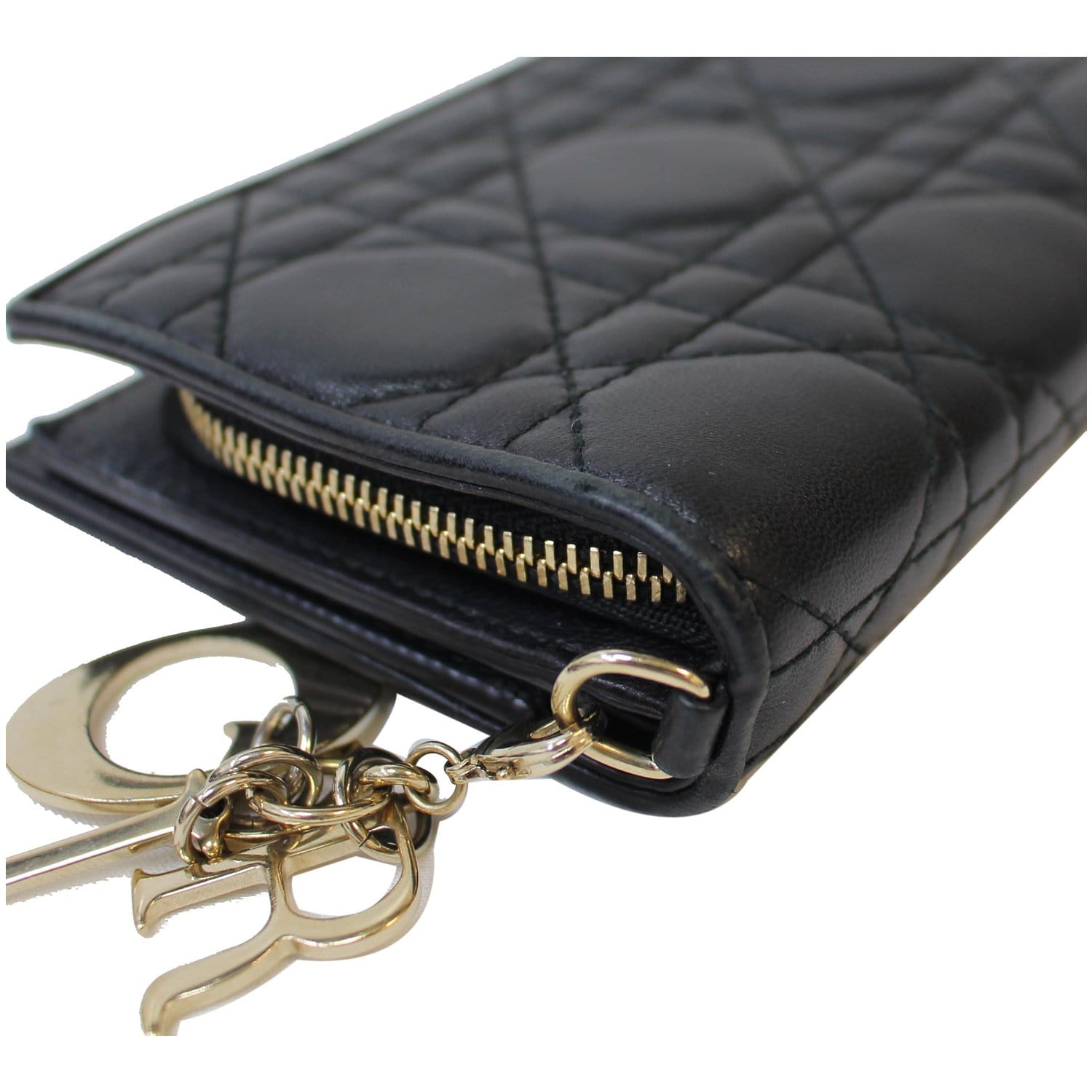 Dior - Lady Dior Flap Card Holder Black Cannage Lambskin - Women