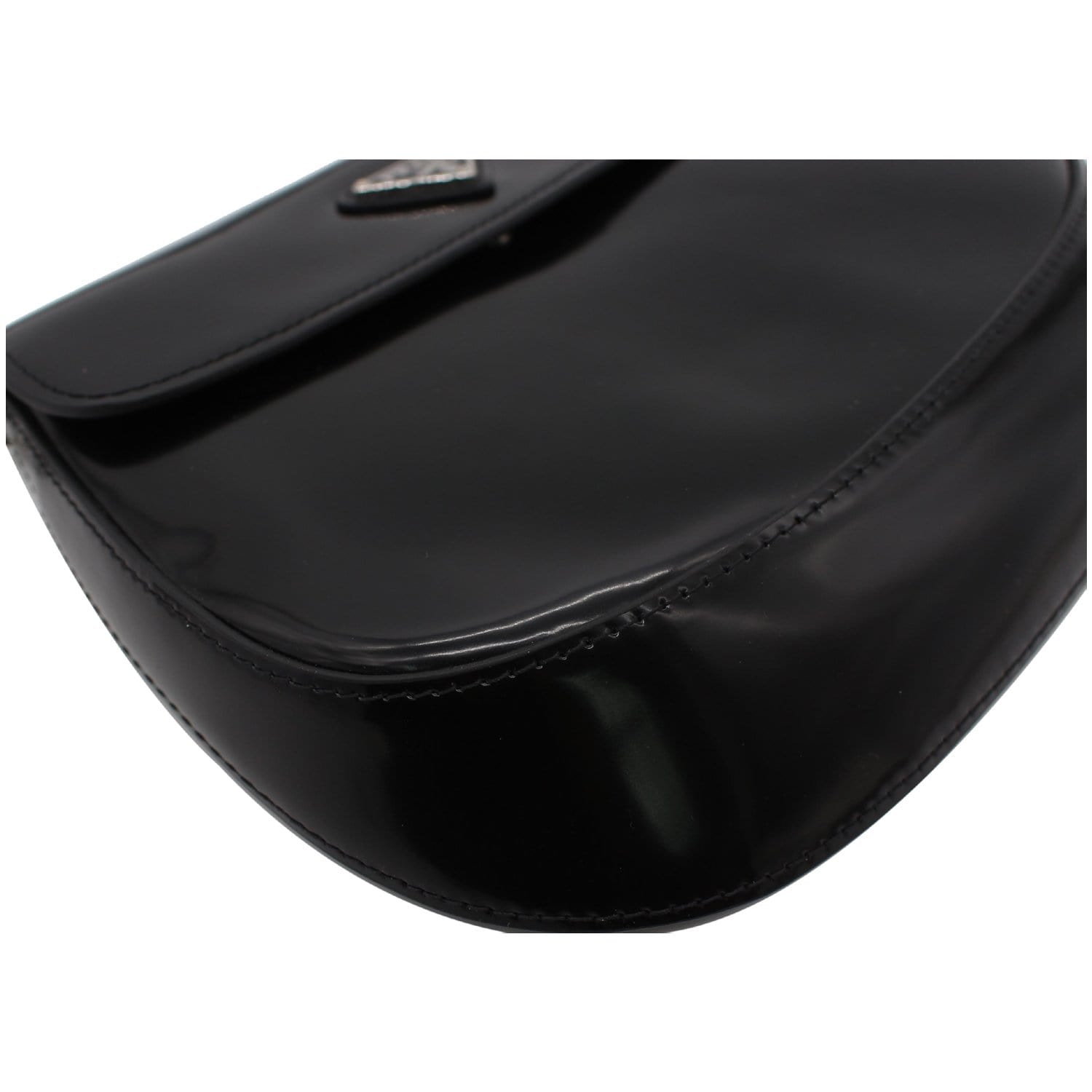 Prada Leather Cleo Flap Shoulder Bag in Black