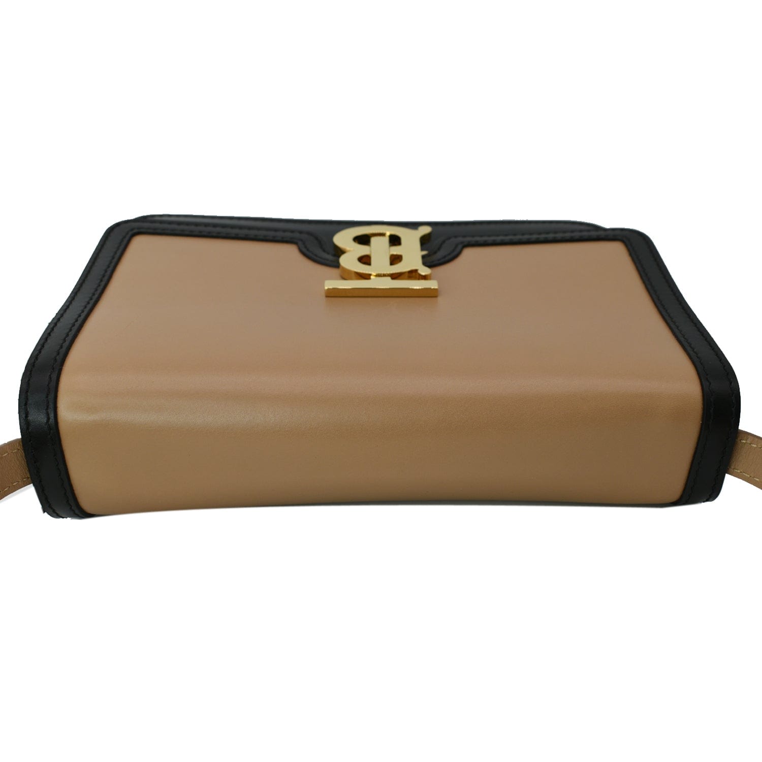 Burberry Mini Tb Monogram Leather Crossbody Bag In Beige