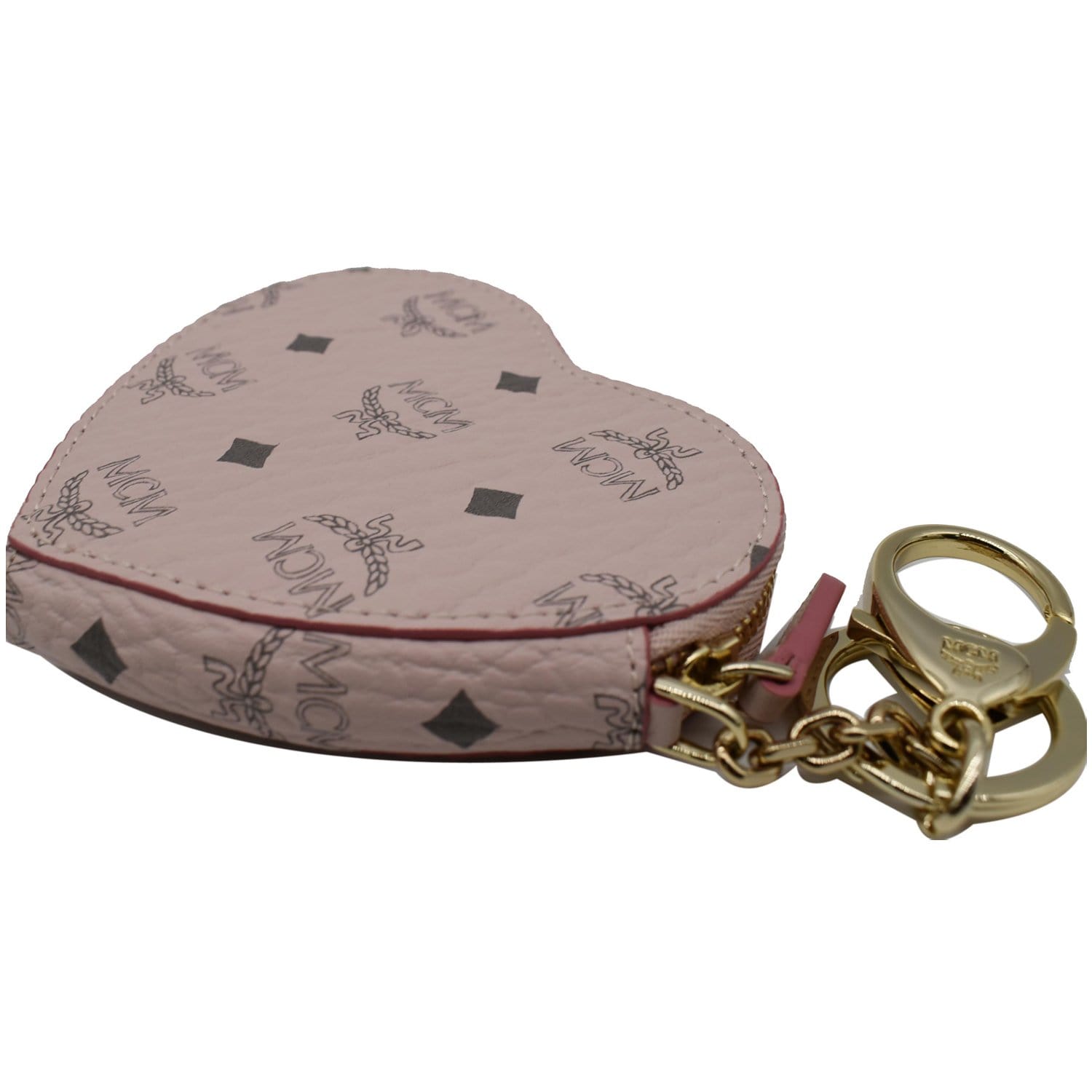 MCM Key Pouch Visetos Mini Soft Pink in Coated Canvas with Gold-tone - US