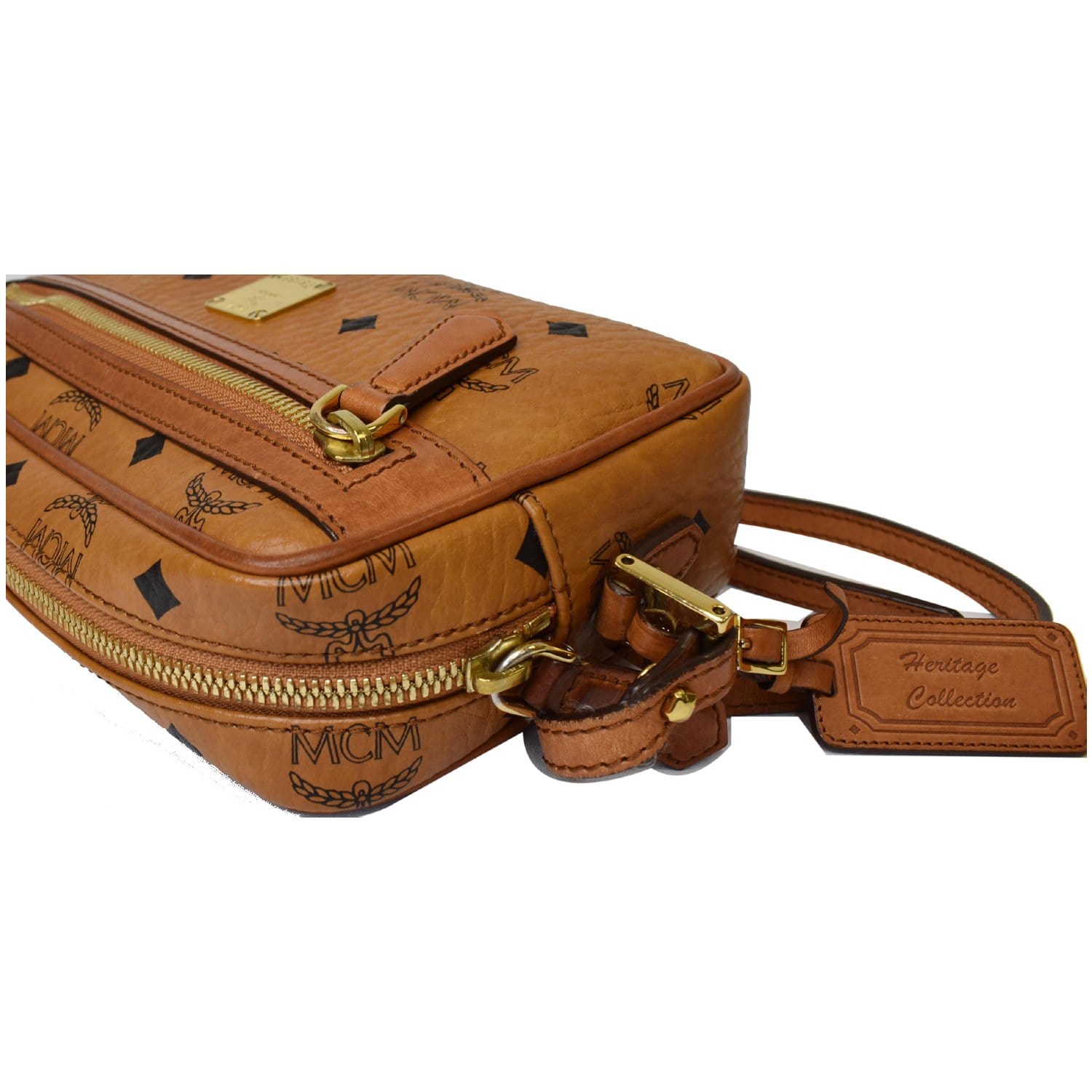 MCM Heritage Satchel Bag In Cognac Visetos in Brown