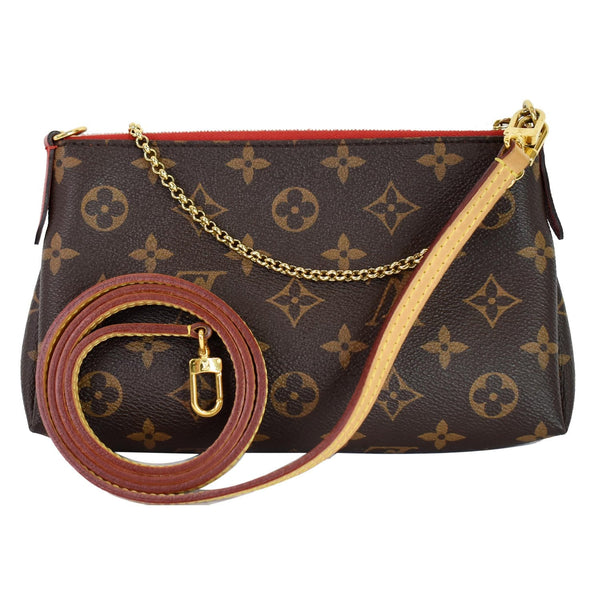 Louis Vuitton Pallas Clutch Monogram Canvas Bag Brown - shoulder strap chain