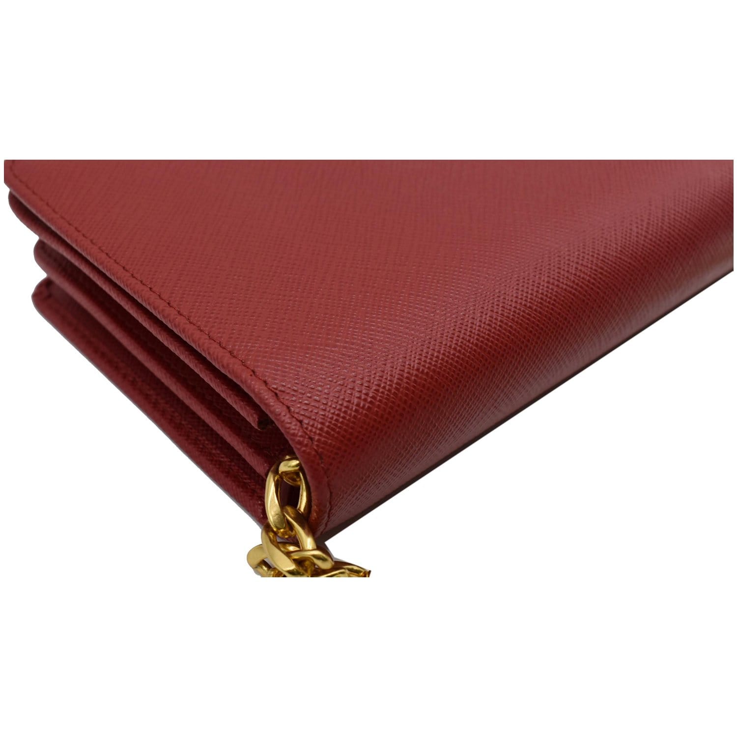 Prada Saffiano Heart Print Long Leather WOC Crossbody Bag