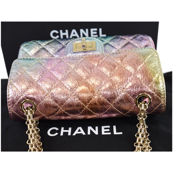 CHANEL Mini Reissue 2.55 Flap Rainbow Metallic Quilted Shoulder Bag Multicolor