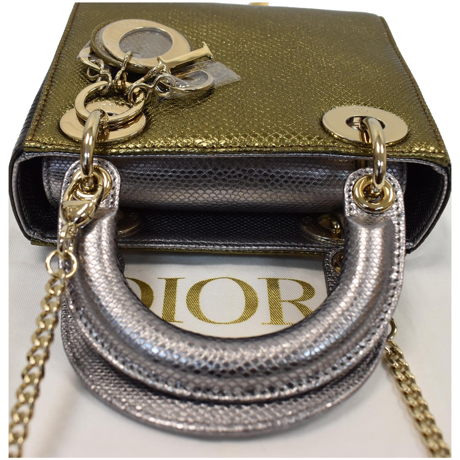 Small Lady Dior My ABCDior Bag Metallic GoldTone Cannage Calfskin  DIOR GB