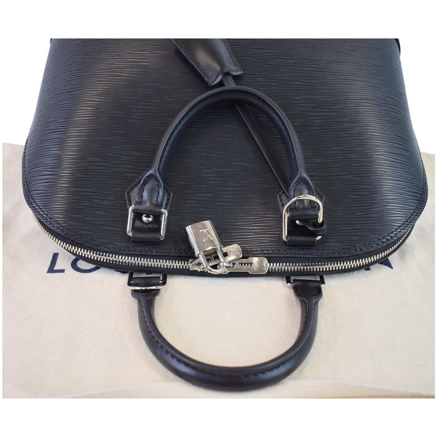 Louis Vuitton Black EPI Alma PM Handbag Satchel