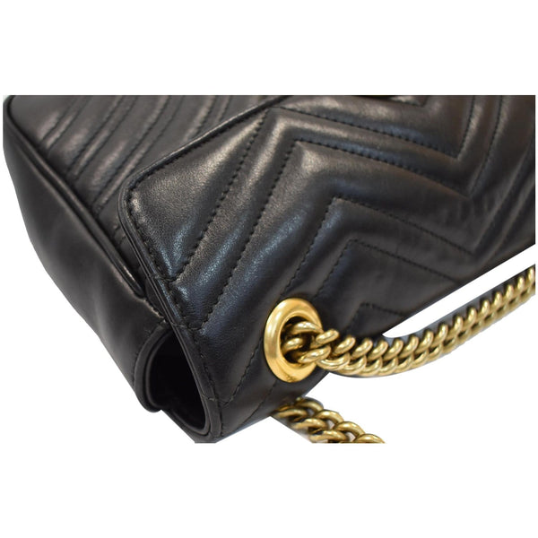 Gucci GG Marmont Small Matelasse Leather Crossbody Bag - chain corner | DDH