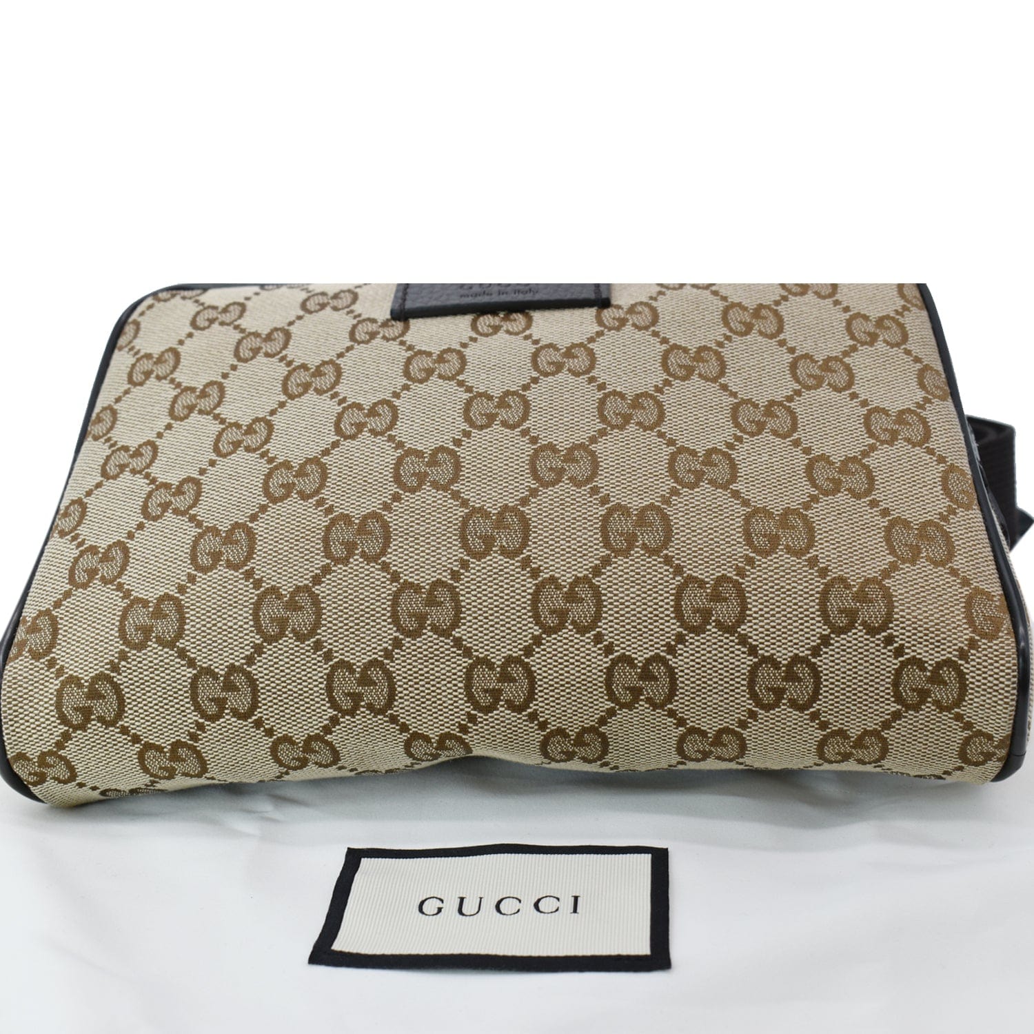 Gucci Monogram Belt Bag Dark Brown Beige Leather ref.488263 - Joli