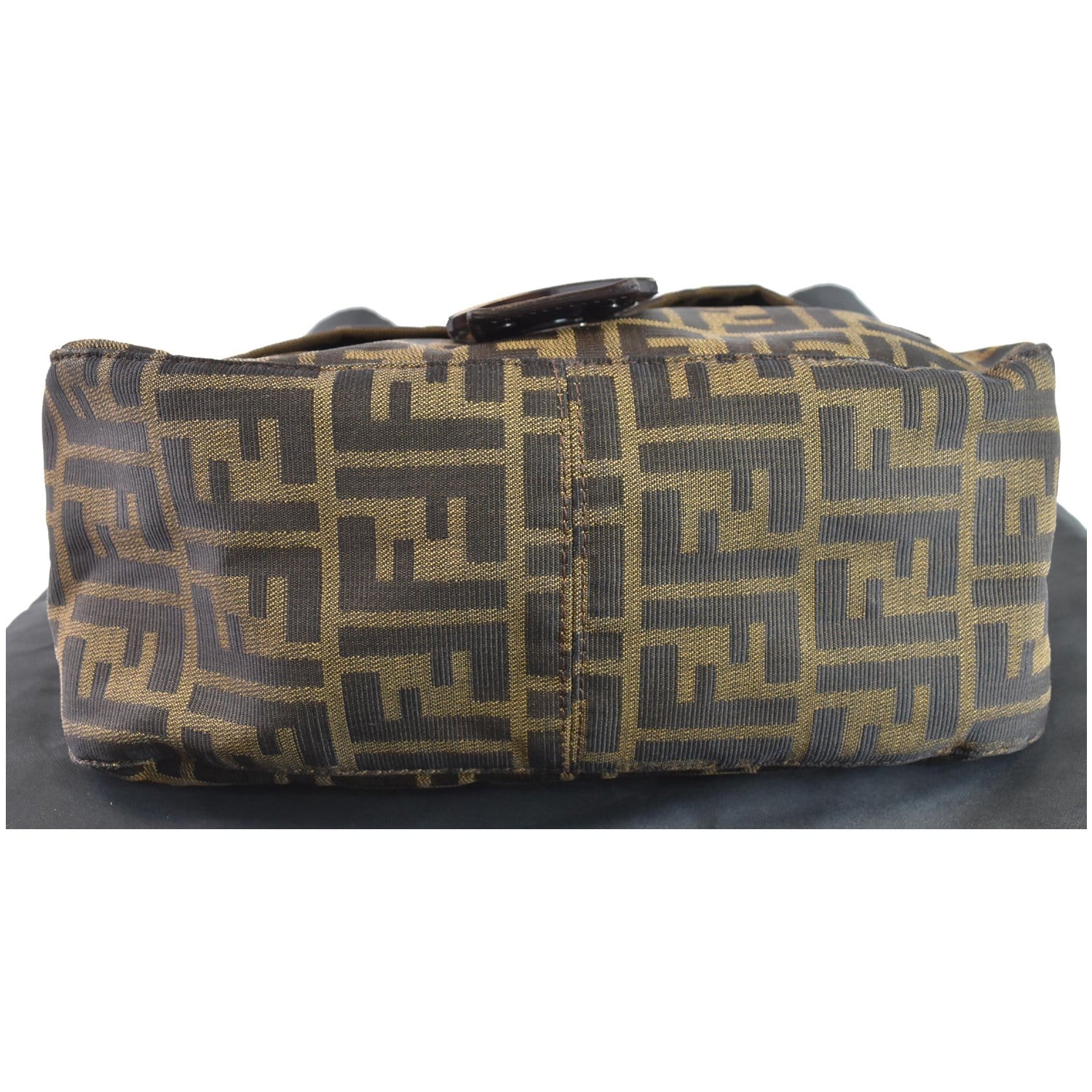 Baguette Fendi Zucchino Dark Brown Hobo Trimmed Shoulder Bag Small Cloth  ref.968468 - Joli Closet