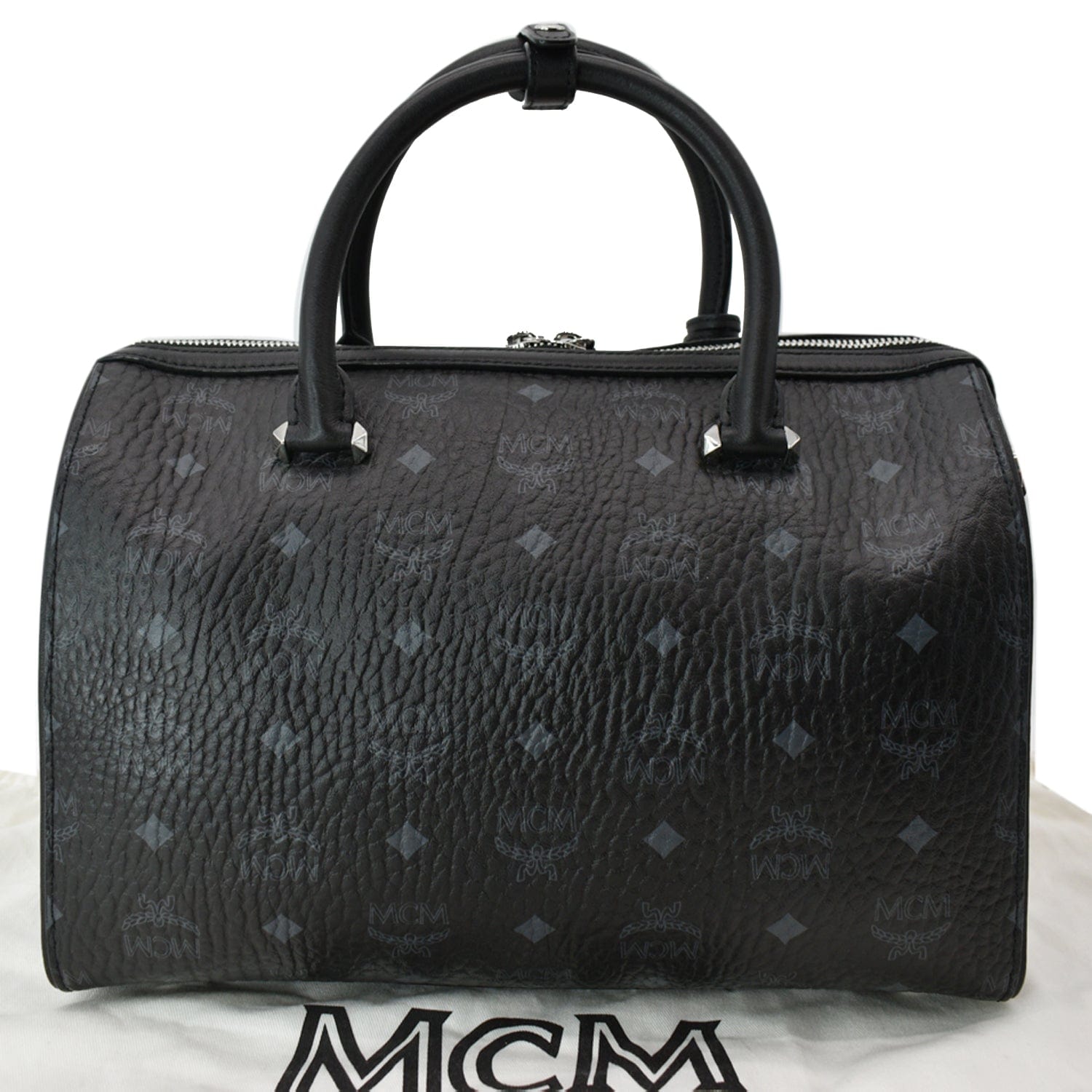MCM Essential Boston Bag Visetos Small Black • Buy/Sell