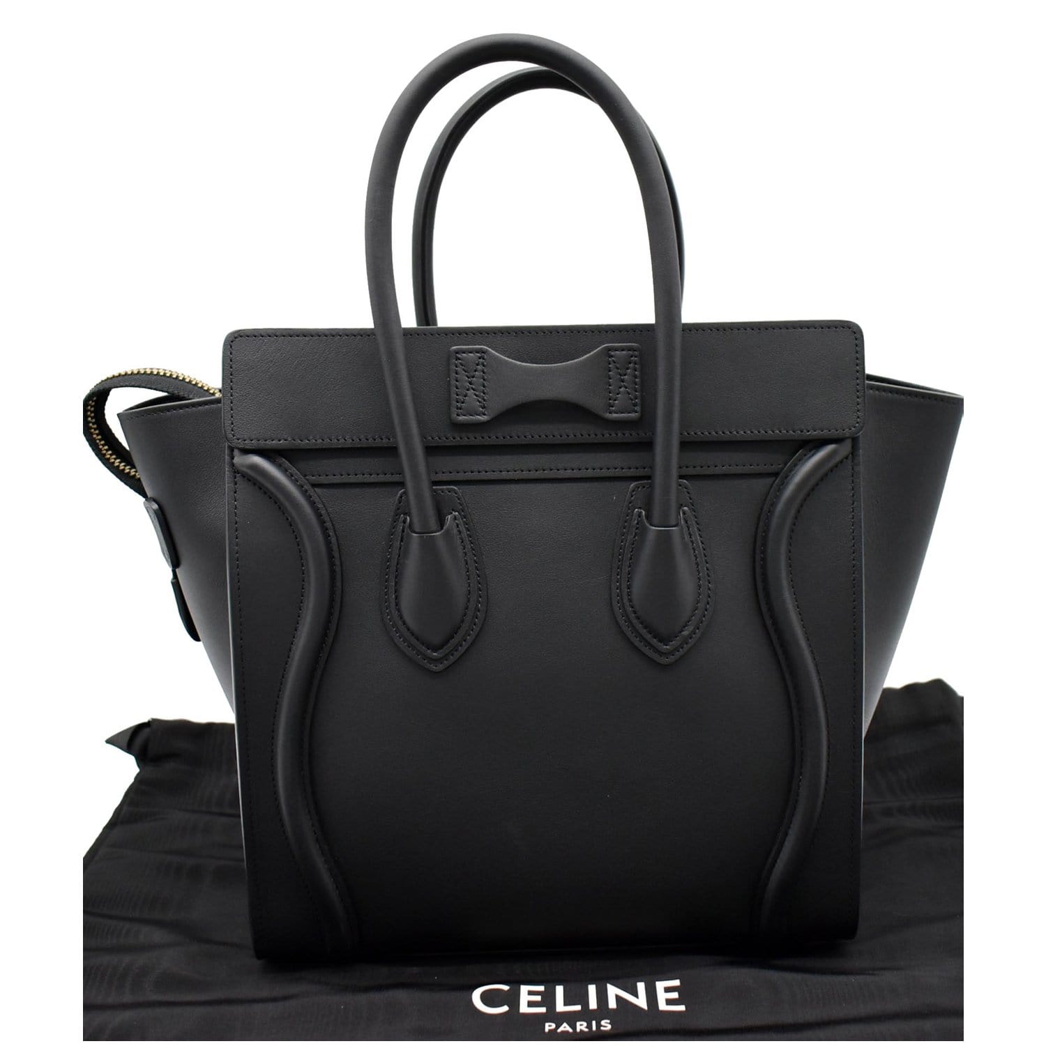 Céline Mini Emobssed Leather Luggage Tote Bag Black Pony-style calfskin  ref.1006782 - Joli Closet