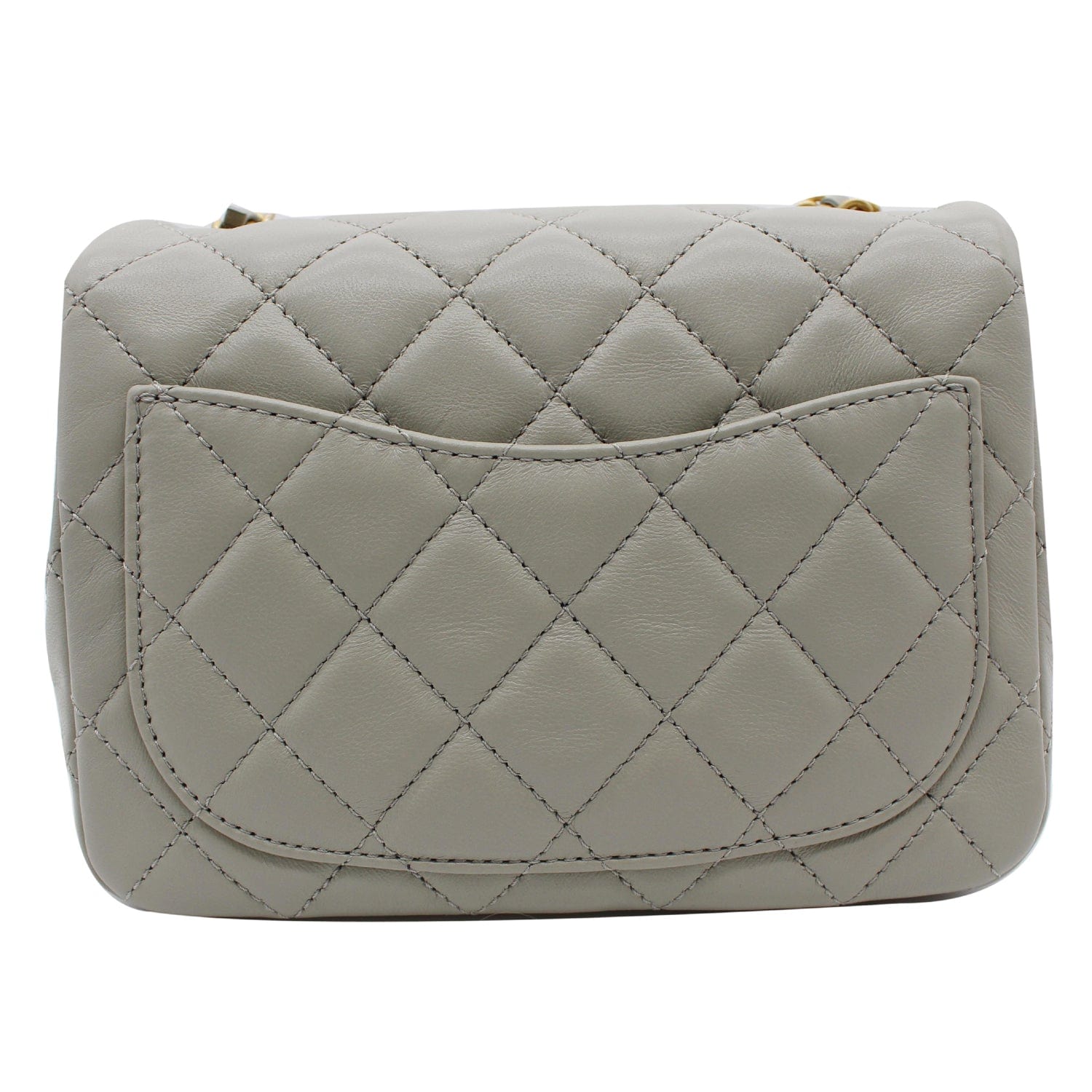 Chanel White Quilted Lambskin Mini Flap Bag with Pearl Crush Chain Pale Gold Hardware, 2023 (Very Good)