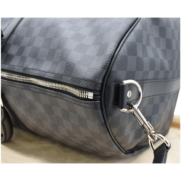 LOUIS VUITTON Keepall 55 Damier Graphite Bandouliere Travel Bag Black