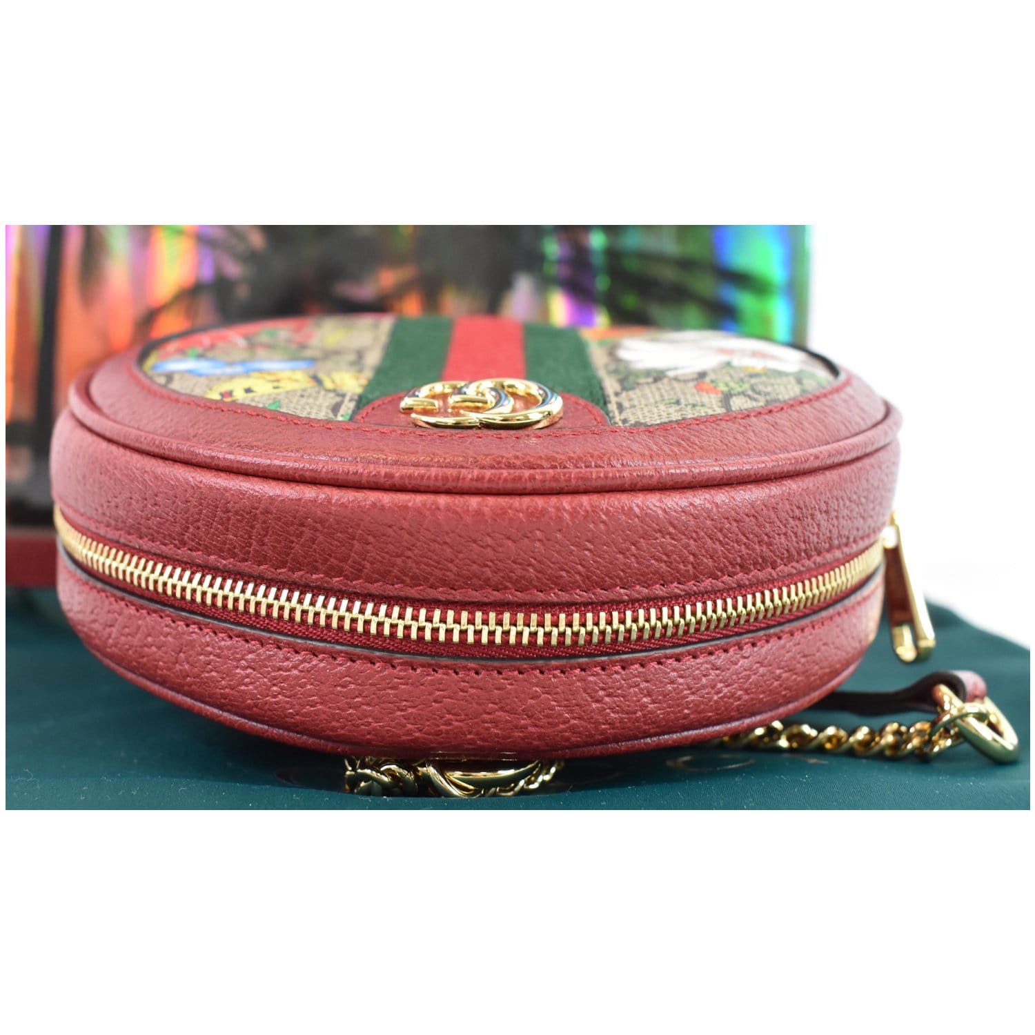 Gucci Red Leather GG Flora Coated Canvas Ophidia Round Mini Backpack Bag -  Yoogi's Closet