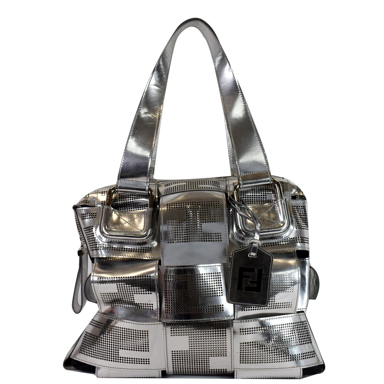Leather clutch bag Fendi Silver in Leather - 33487348