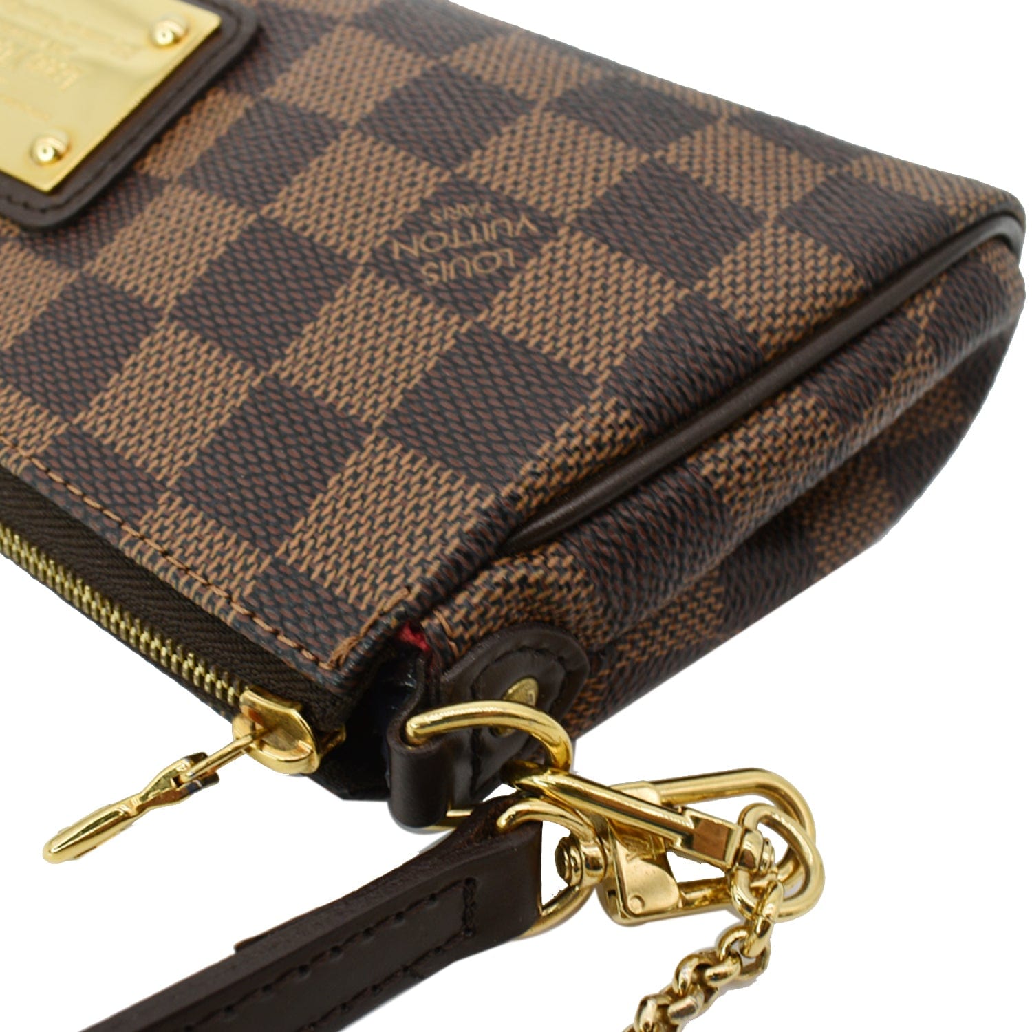 Louis Vuitton Eva Damier Ebene Clutch Shoulder Crossbody BagChain Crossbody  Bag