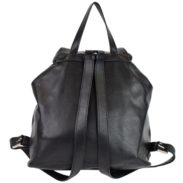 PRADA Milano Double Pocket Leather Backpack Bag Black