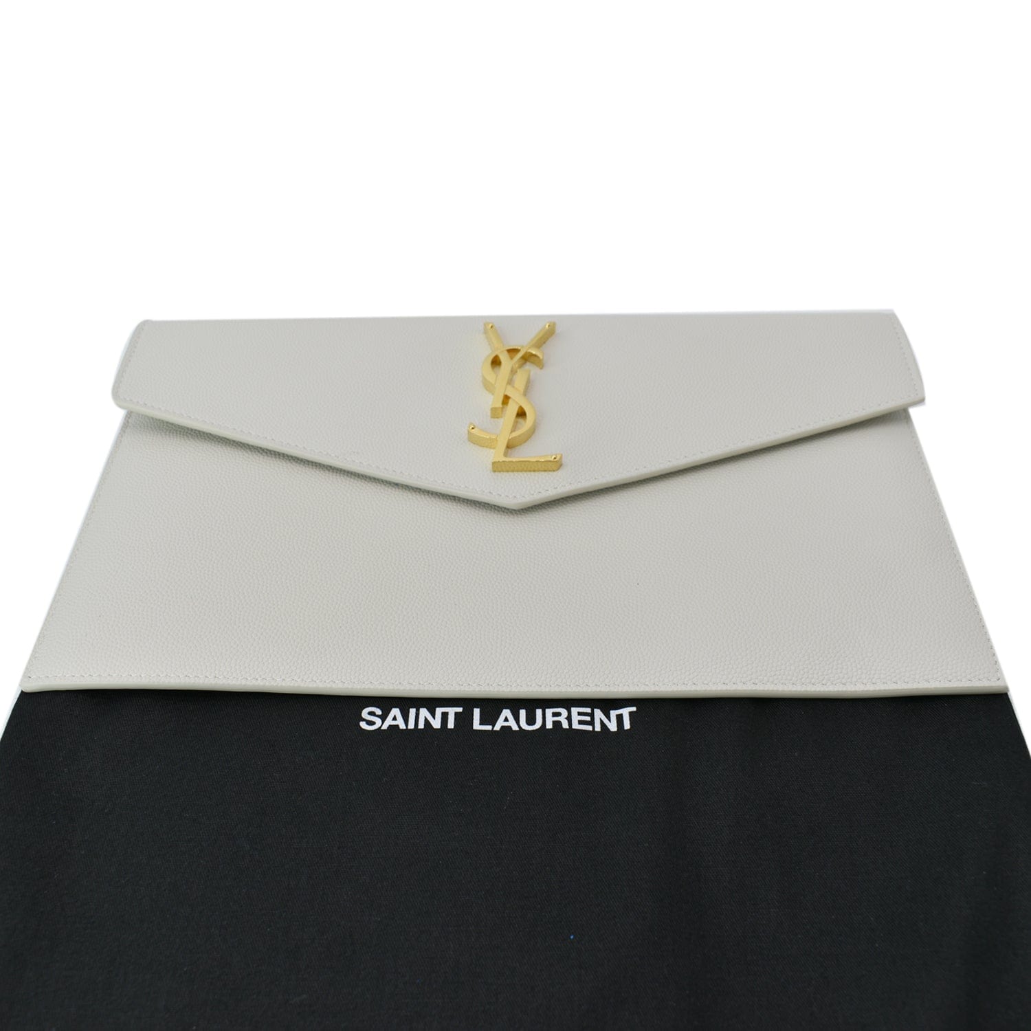 Saint Laurent Uptown Leather Clutch White