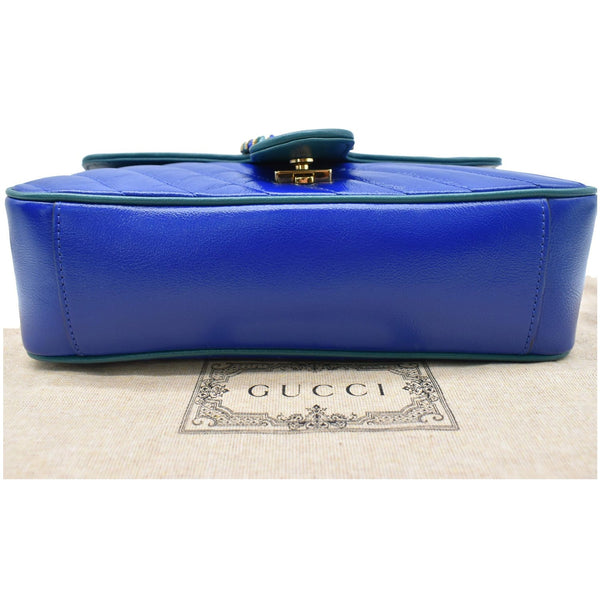 GUCCI GG Marmont Matelasse Leather Crossbody Bag Blue 443497