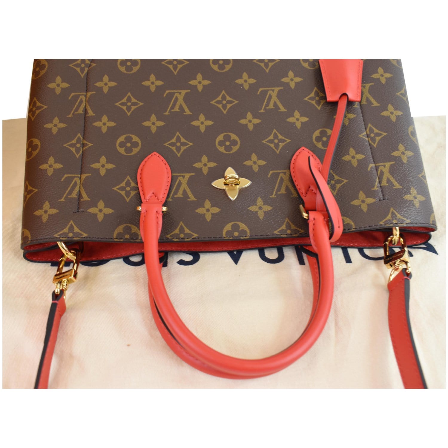 Louis Vuitton Brown, Red, and Pink Monogram Blossoms Coated Canvas Sac Coeur Gold Hardware, 2021 (Like New), Womens Handbag