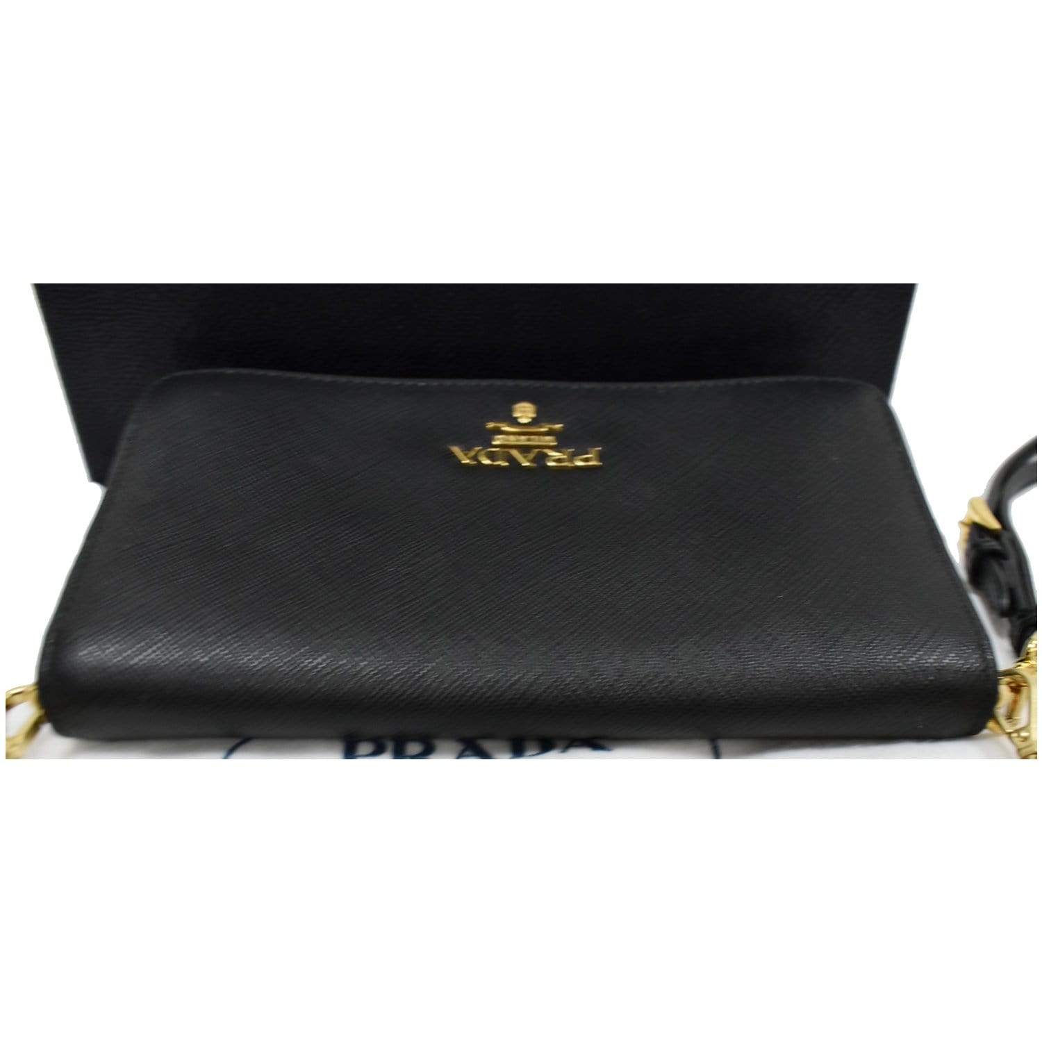 Prada Chain Flap Bag Saffiano Leather Small Black 2087481