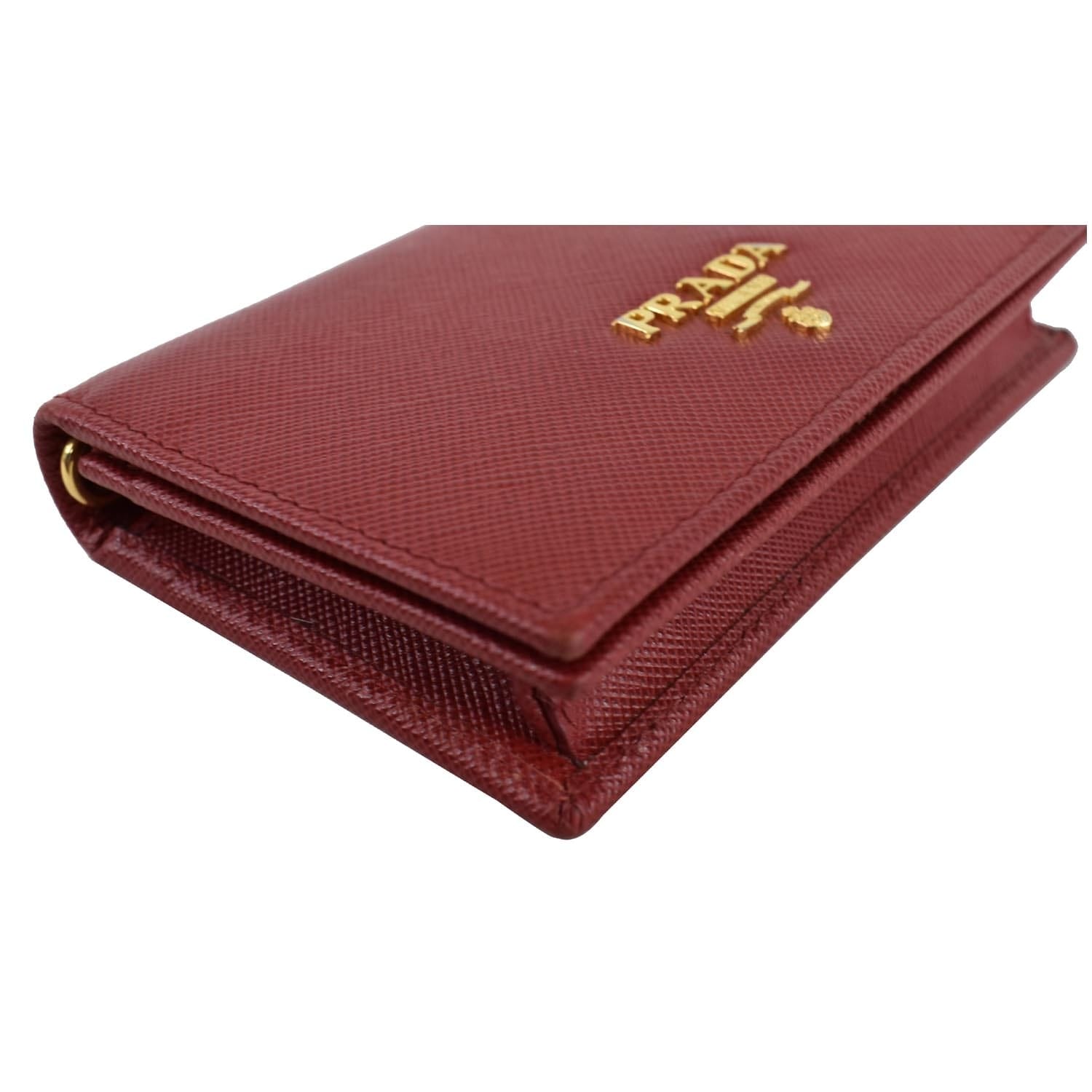 Prada Medium Saffiano Leather Wallet in Red