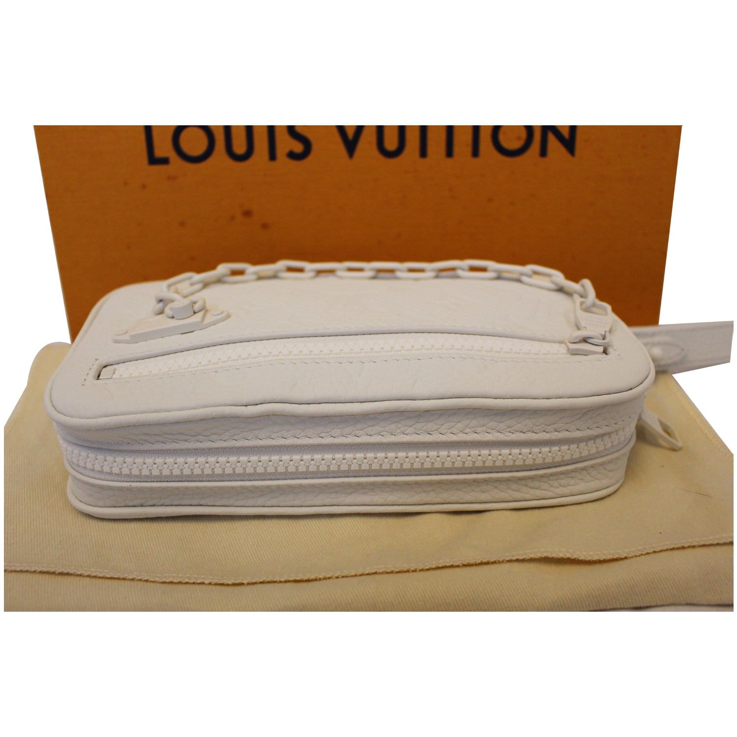 Louis Vuitton Pochette Volga Powder White Clutch Bag M53551 Free