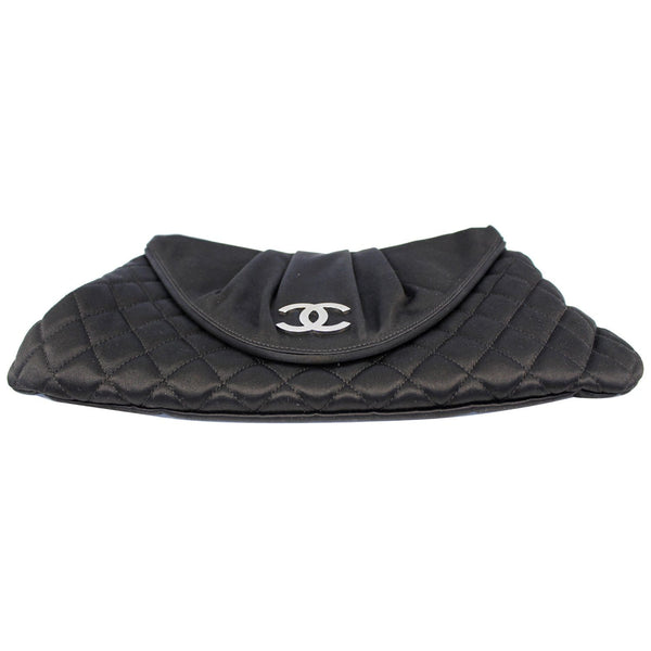 CHANEl CC Half Moon Quilted Satin Clutch Black-US