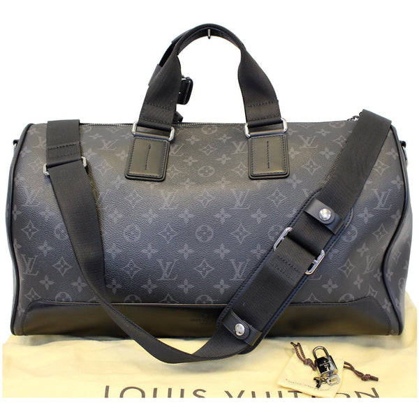 LOUIS VUITTON Keepall Voyager Monogram Eclipse Travel Bag Black