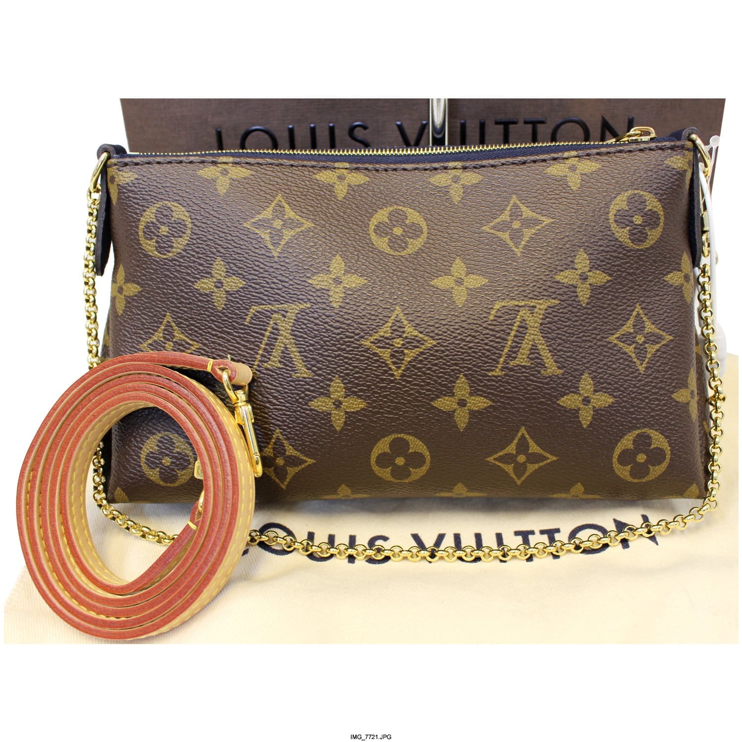 Replica Louis Vuitton M44037 Pallas Clutch Crossbody Bag Monogram Canvas  For Sale