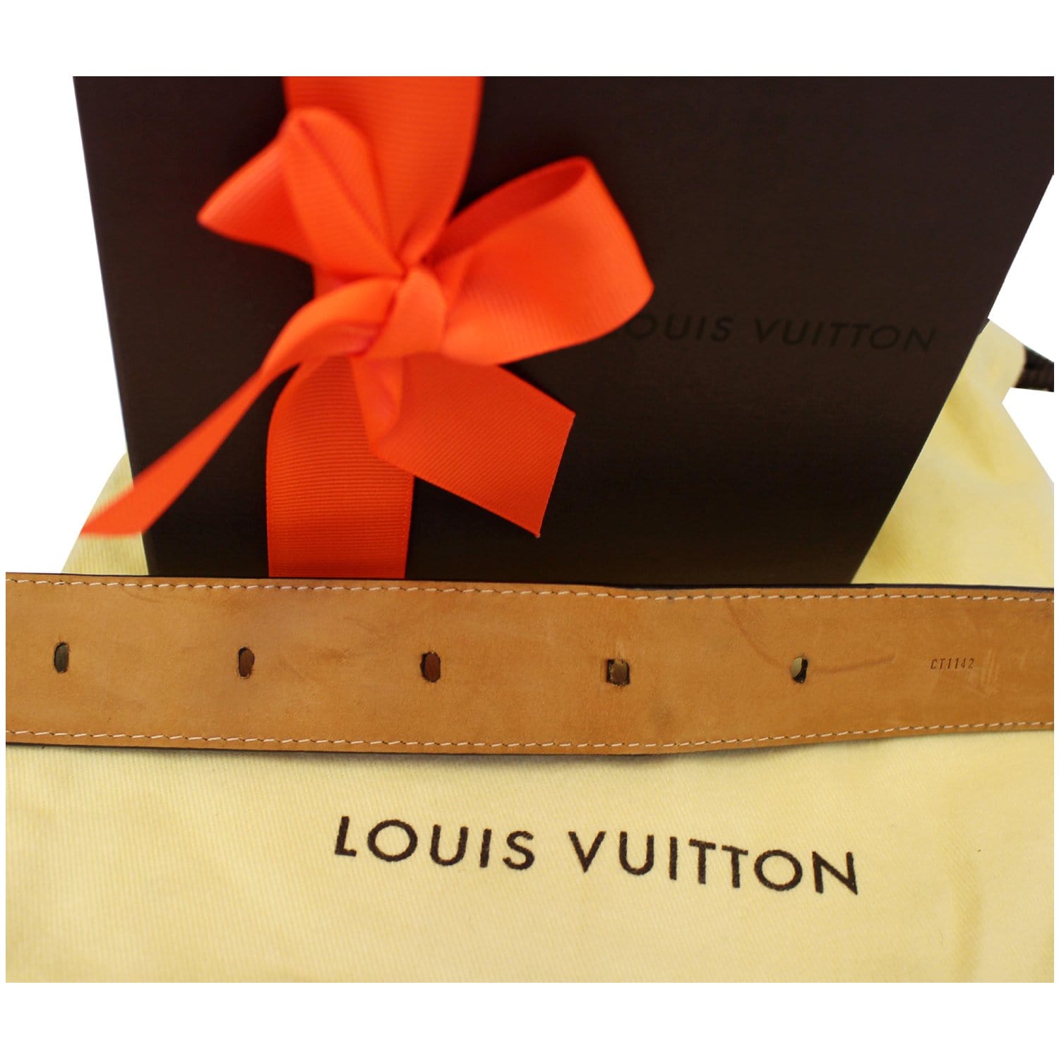 Louis Vuitton orange monogram belt for sale. I