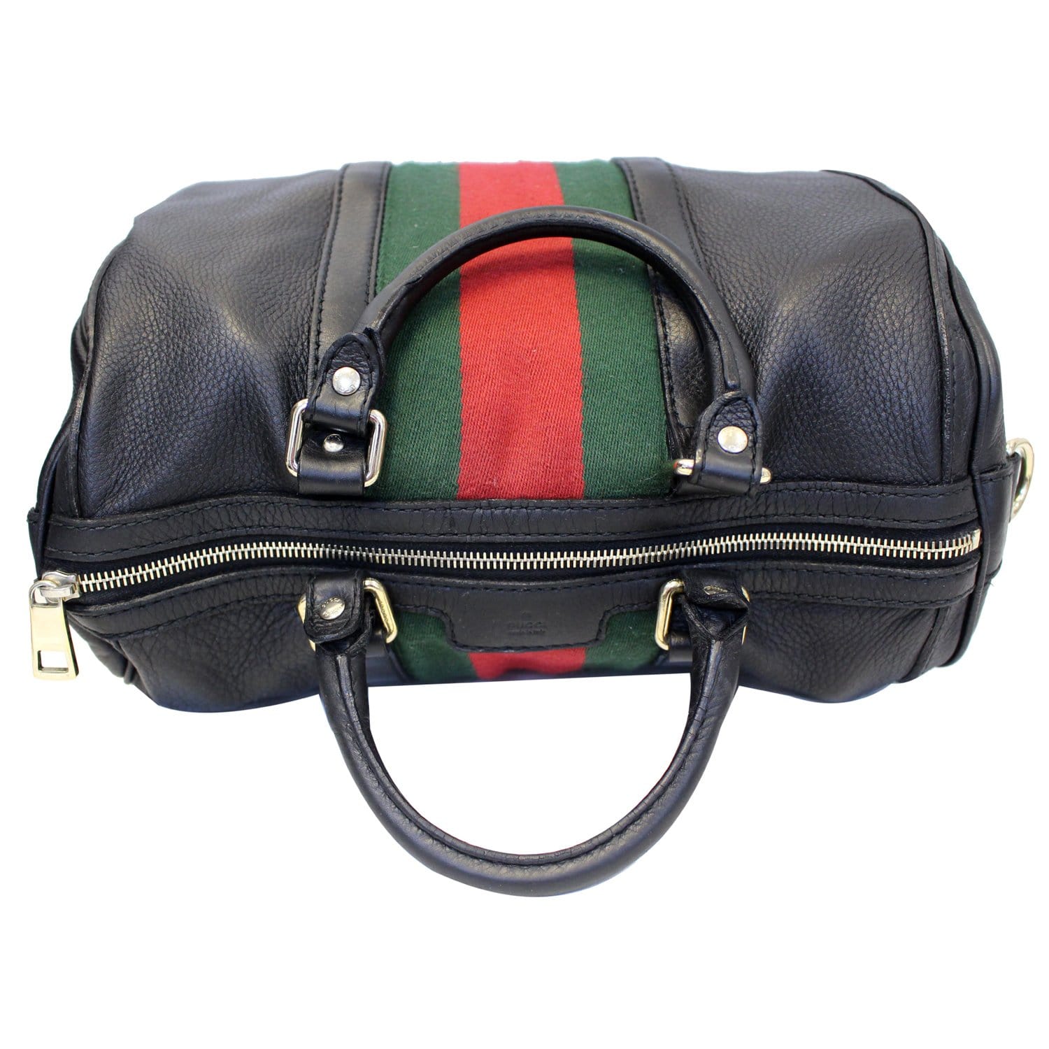 Gucci vintage web Boston bag (small) in black leather, Luxury
