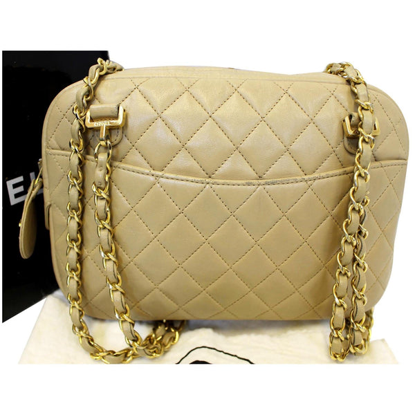 CHANEL Beige Lambskin Leather Camera Shoulder Bag-US