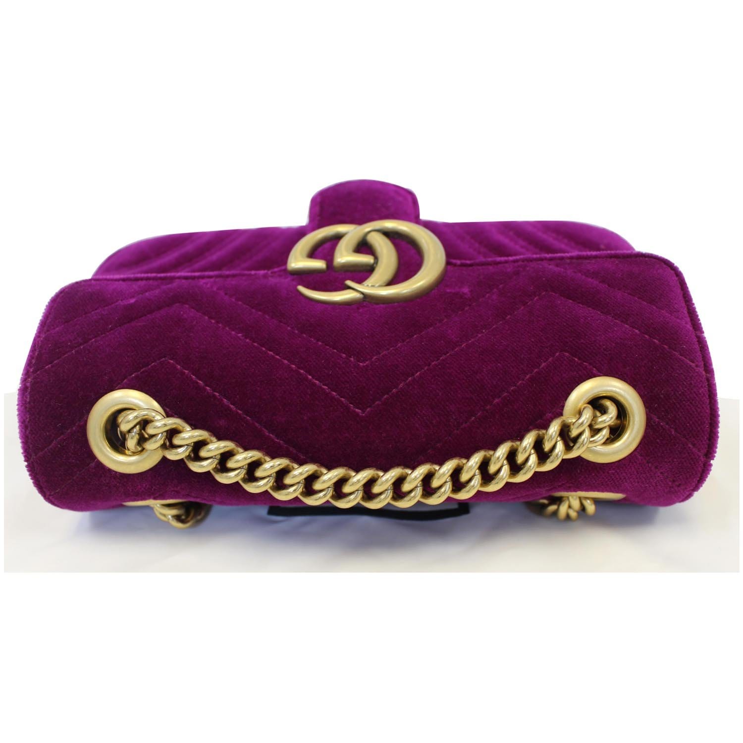 Gg marmont flap velvet crossbody bag Gucci Purple in Velvet - 21650905