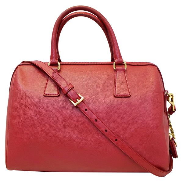 PRADA Lux Saffiano Leather Boston Handbag Red-US