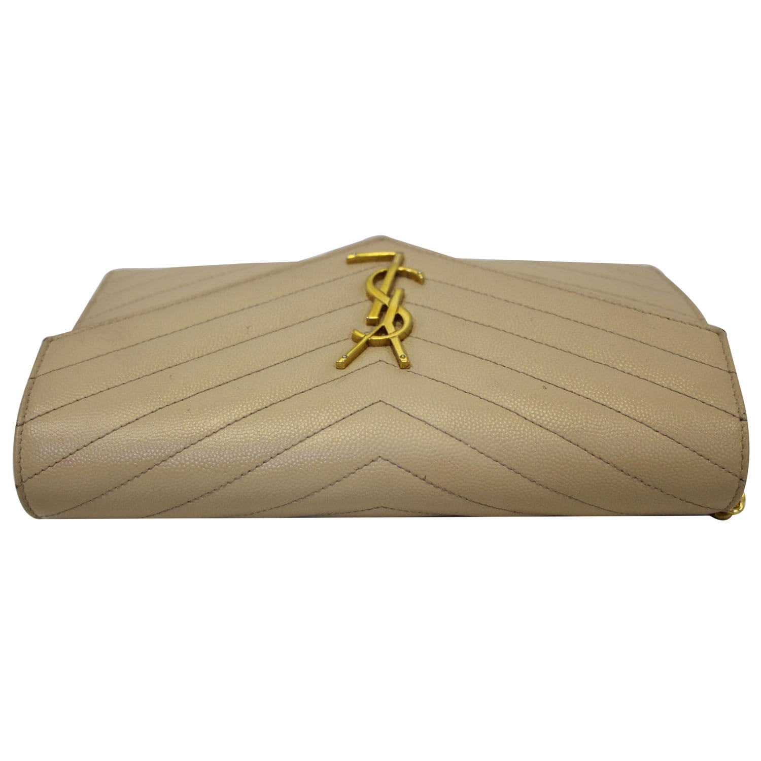 YSL Grain De Poudre Matelasse Chevron Monogram Chain Wallet Black - LVLENKA  Luxury Consignment