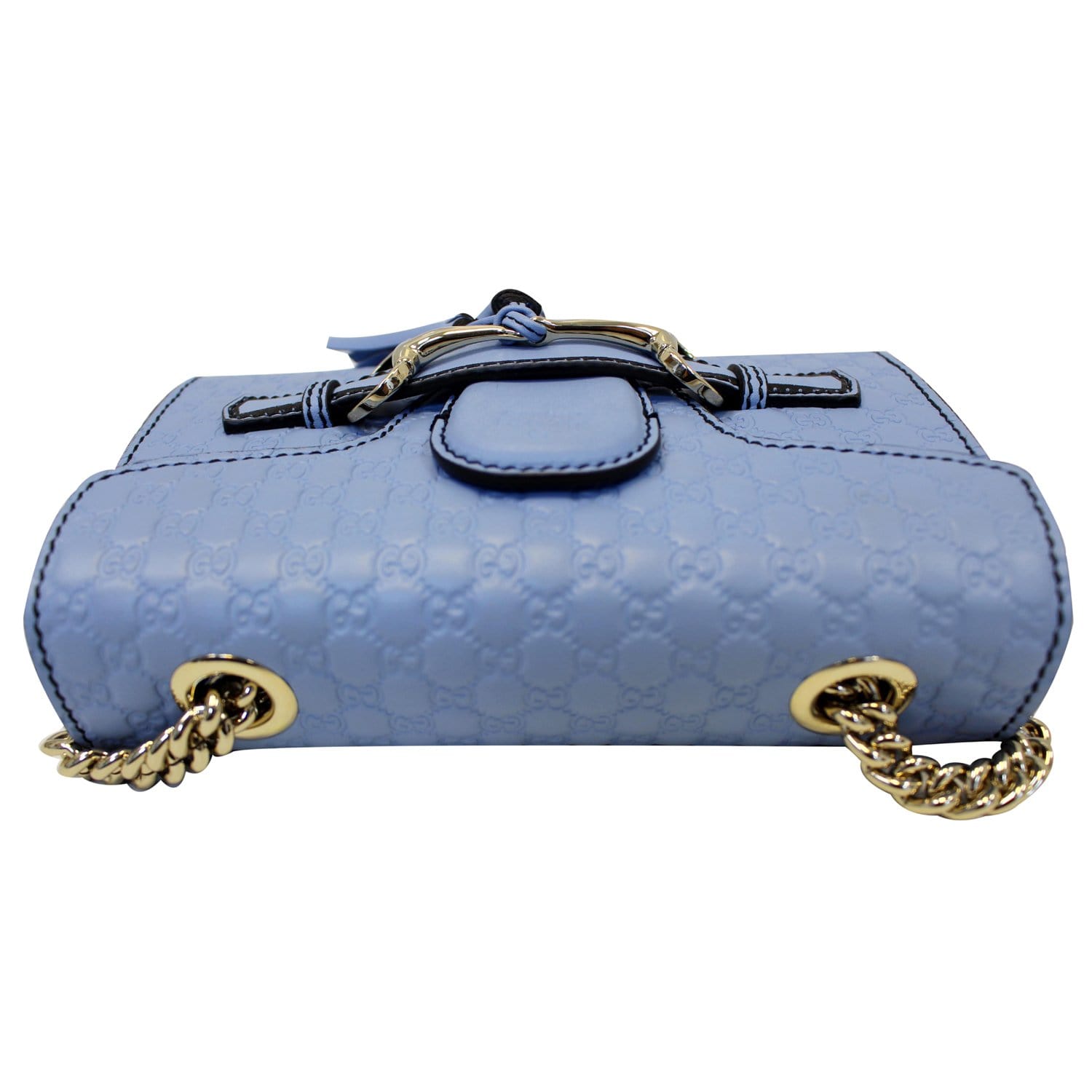 Gucci Emily Shoulder Bag Medium Guccissima Blue in Leather with Silver-tone  - US