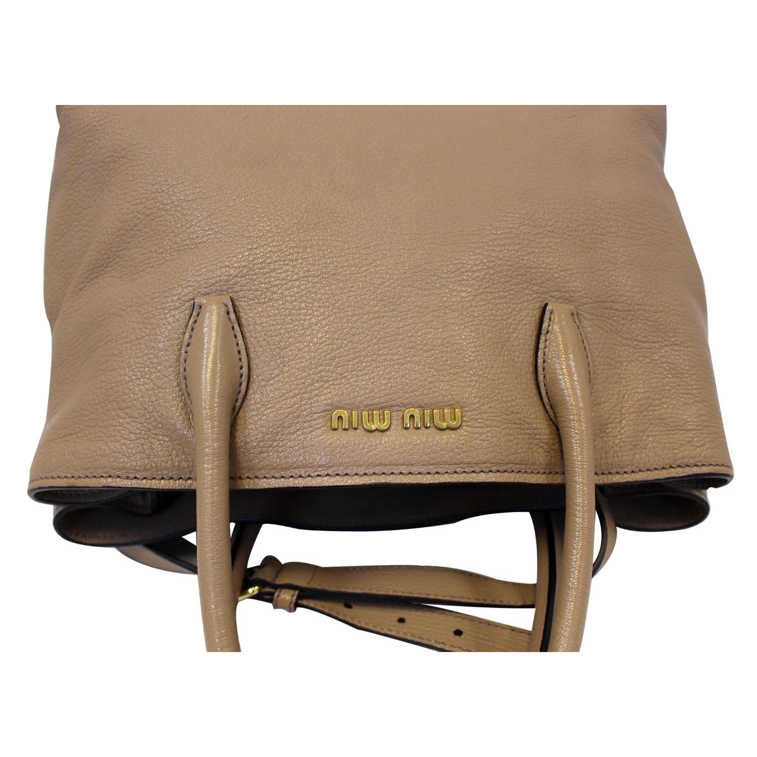 Madras Small Leather Shoulder Bag in White - Miu Miu