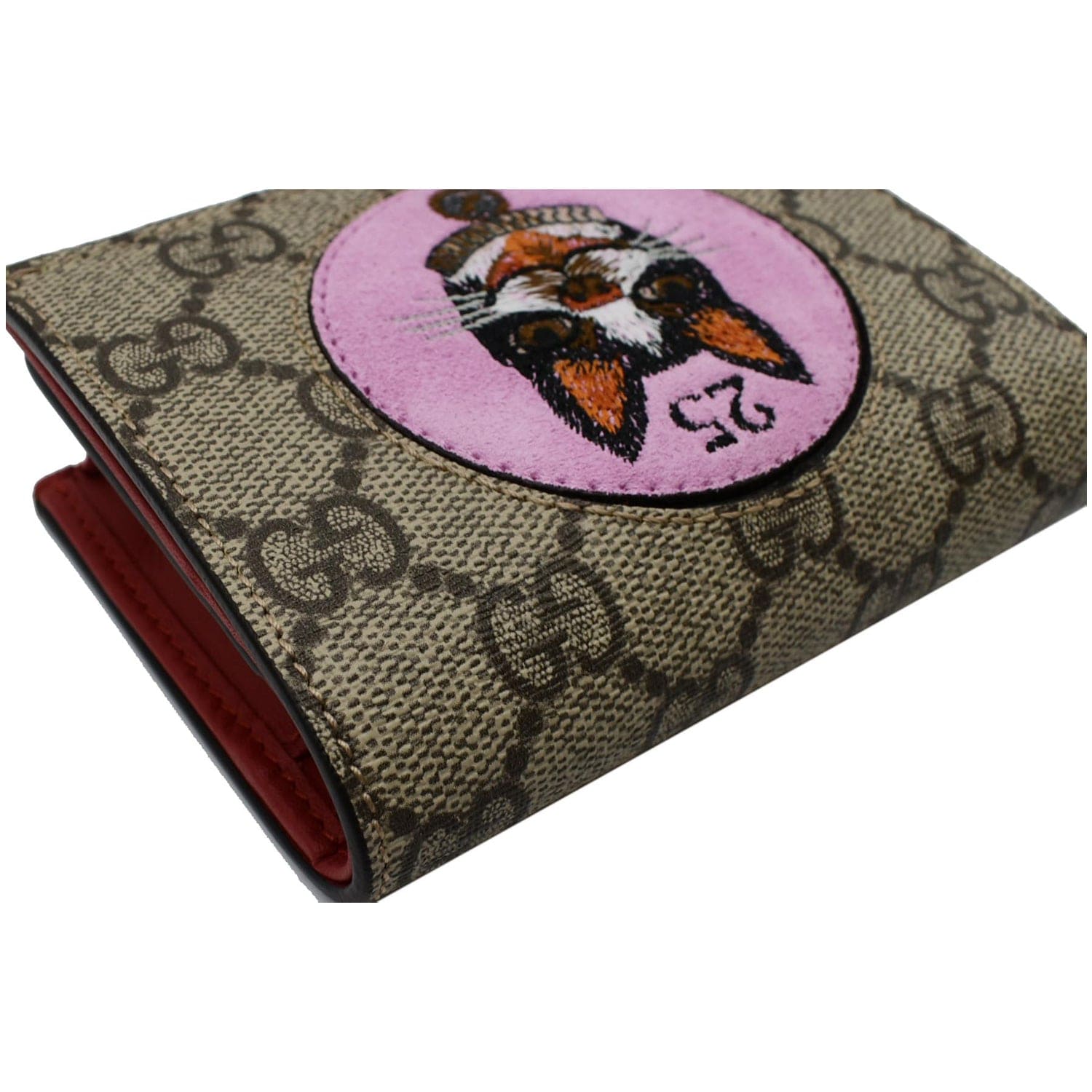 NIB Gucci GG Supreme Card Case Wallet with Bosco Patch Made in Italy 506277